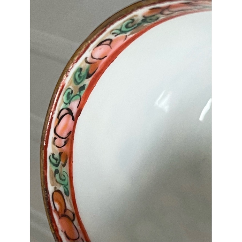 Famille Rose Medallion Chinese Porcelain Demitasse Cup Vintage Stamped Colorful - Picture 6 of 10